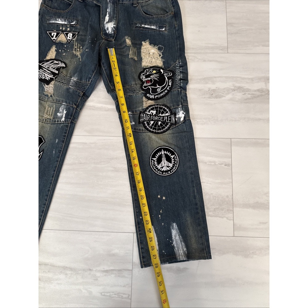 Sosoo Jeans Mens 38x30 Blue Denim Stretch Embroidered Logo Straight Streetwear - Picture 8 of 12